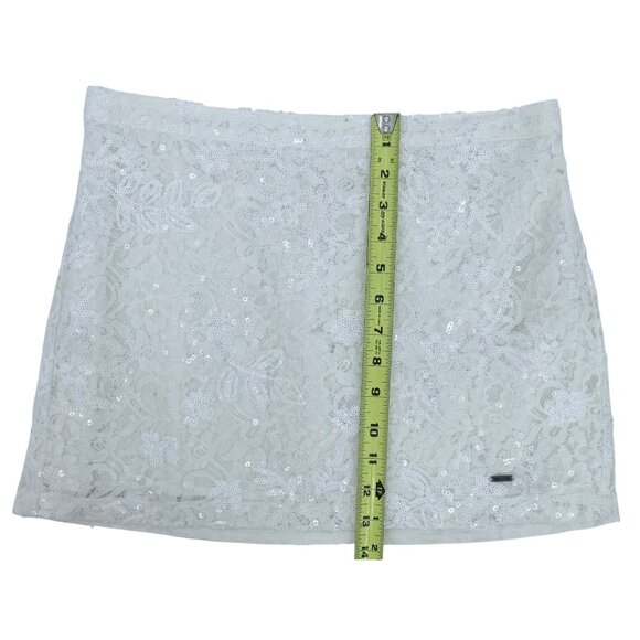 Vintage Hollister Cream Floral Lace & Sequin Embellished Mini Skirt Y2K - Picture 10 of 16
